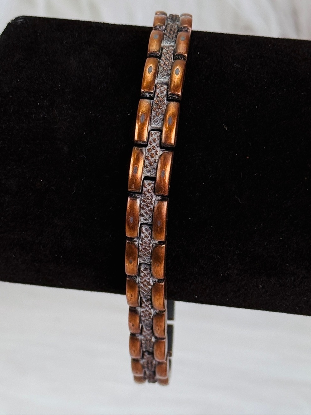 Vintage Copper Tone Link Bracelet Industrial Geometric Unisex Statement
